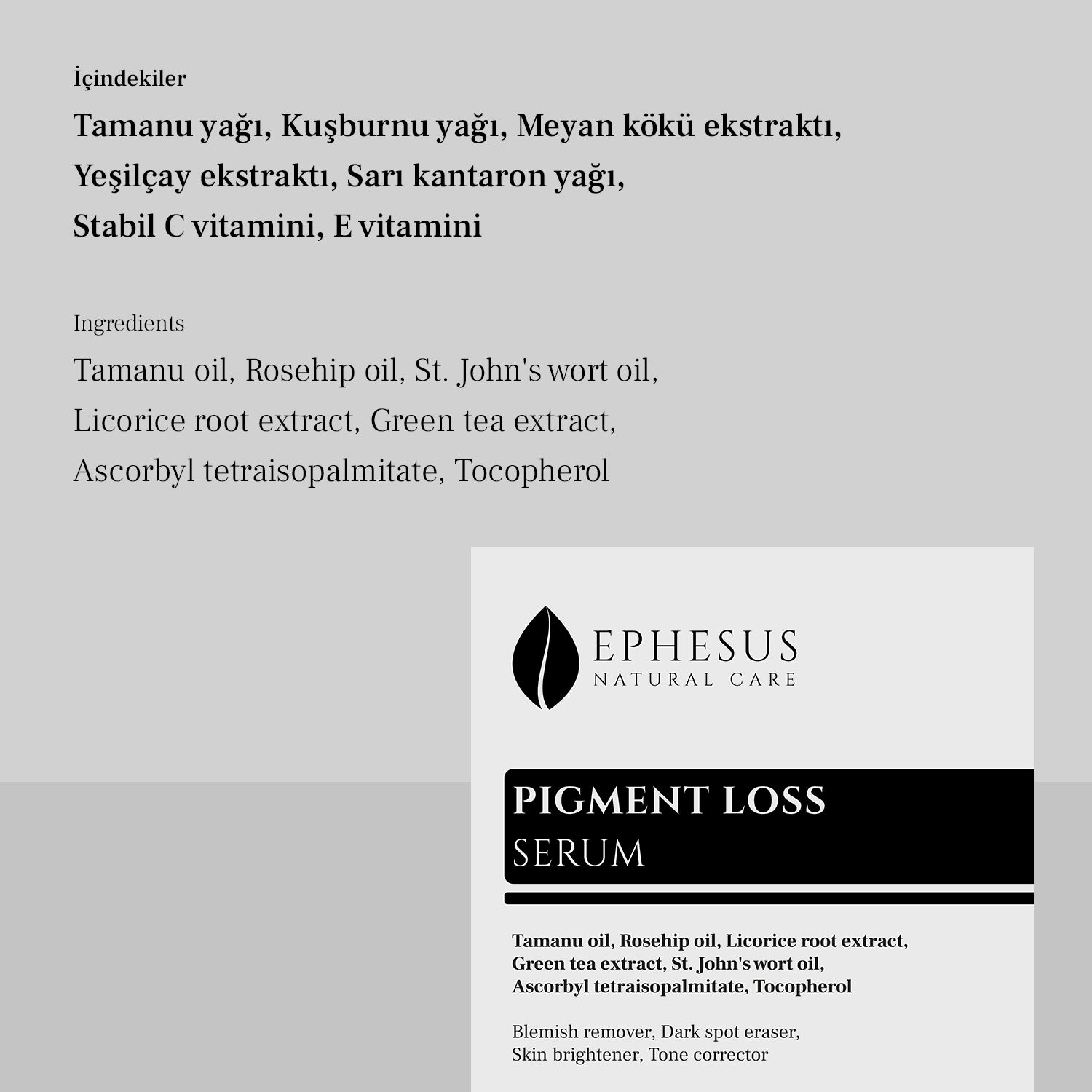 Leke Karşıtı ve Ton Dengeleyici Serum - Ephesus Natural Care