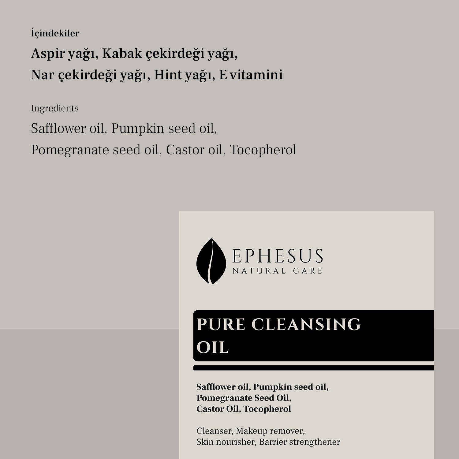 Besleyici ve Bariyer Güçlendirici Makyaj Temizleme Yağı - Ephesus Natural Care